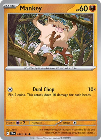 Image for Mankey (098/191) (SV08: Surging Sparks) (SSP) - Pokemon