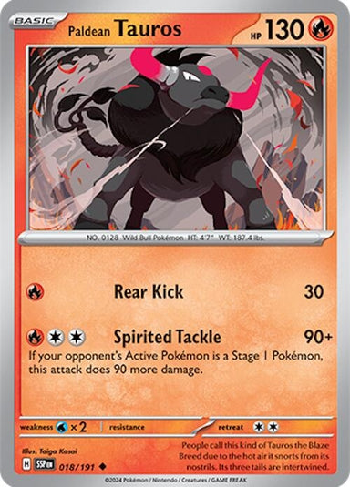 Image for Paldean Tauros (018/191) (SV08: Surging Sparks) (SSP) - Pokemon