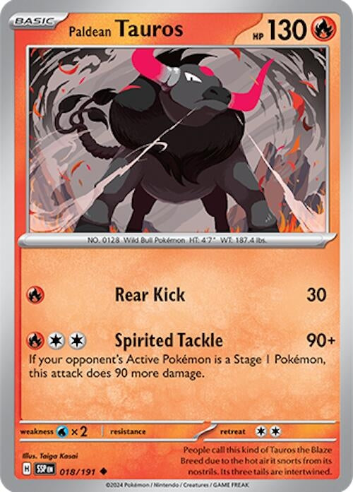 Image for Paldean Tauros (018/191) (SV08: Surging Sparks) (SSP) - Pokemon