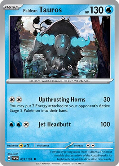 Image for Paldean Tauros (039/191) (SV08: Surging Sparks) (SSP) - Pokemon