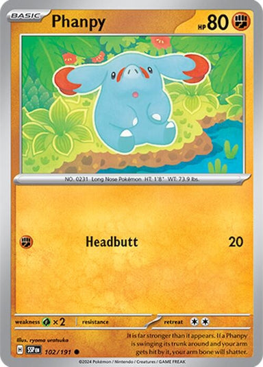 Image for Phanpy (102/191) (SV08: Surging Sparks) (SSP) - Pokemon
