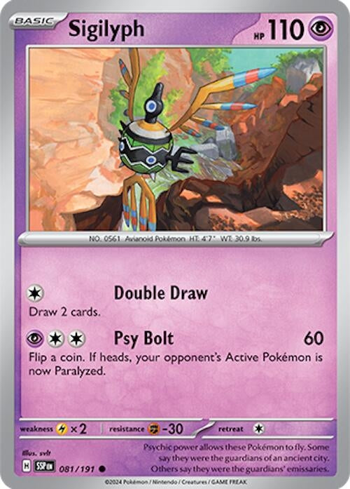 Image for Sigilyph (081/191) (SV08: Surging Sparks) (SSP) - Pokemon