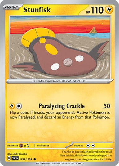 Image for Stunfisk (064/191) (SV08: Surging Sparks) (SSP) - Pokemon