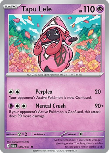 Image for Tapu Lele (092/191) (SV08: Surging Sparks) (SSP) - Pokemon
