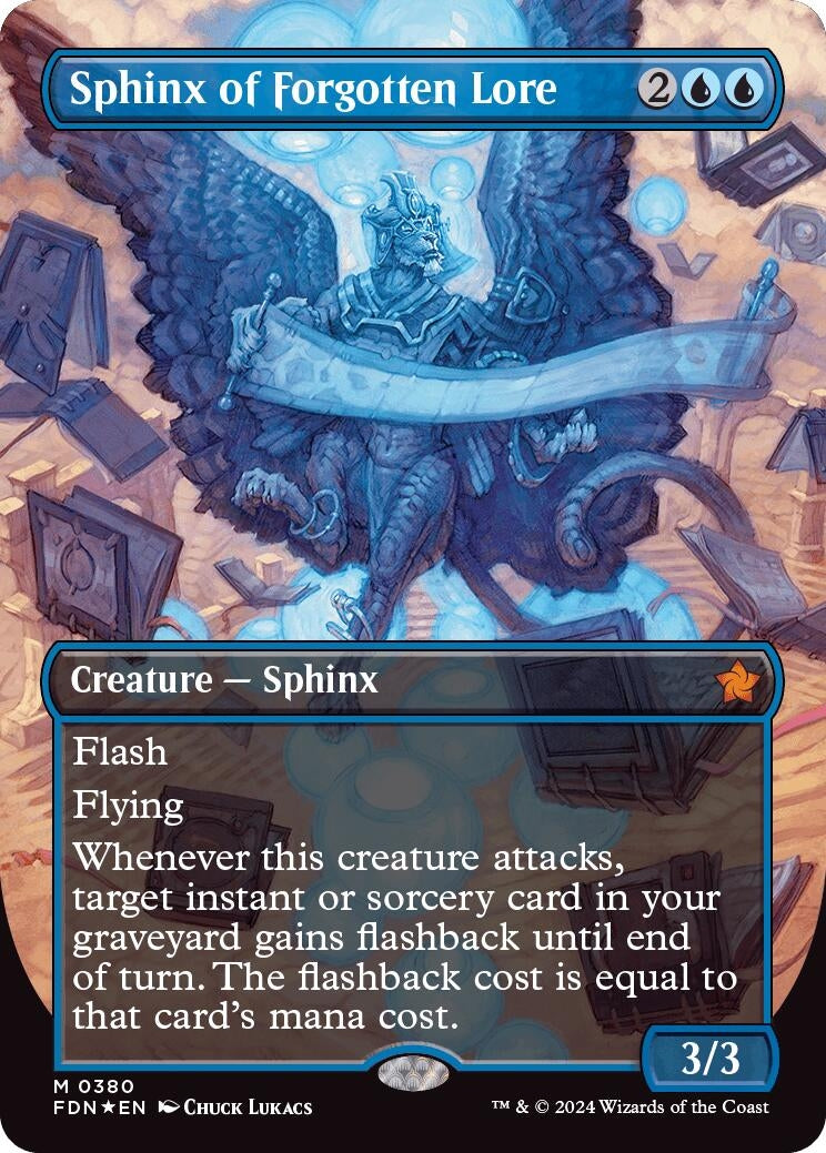 Image for Sphinx of Forgotten Lore (Borderless) (Mana Foil) (380) (Foundations) - Magic: The Gathering