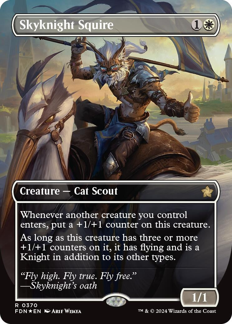 Image for Skyknight Squire (Borderless) (Mana Foil) (370) (Foundations) - Magic: The Gathering