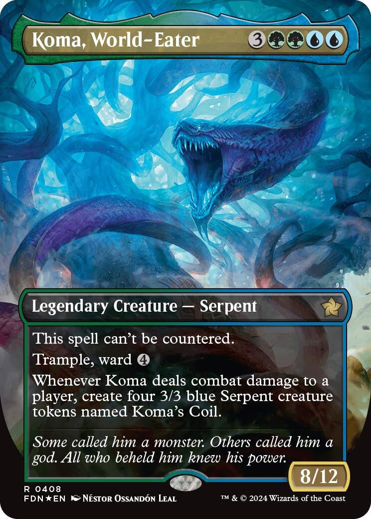 Image for Koma, World-Eater (Borderless) (Mana Foil) (408) (Foundations) - Magic: The Gathering