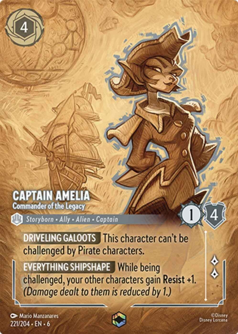 Captain Amelia - Commander of the Legacy (Enchanted) (221/204) (Azurite Sea)