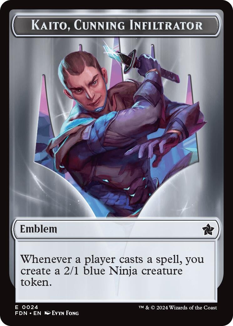 Image for Emblem - Kaito, Cunning Infiltrator // Ninja Doubled-Sided Token (24 // 12) (Foundations) (FDN) - Magic: The Gathering