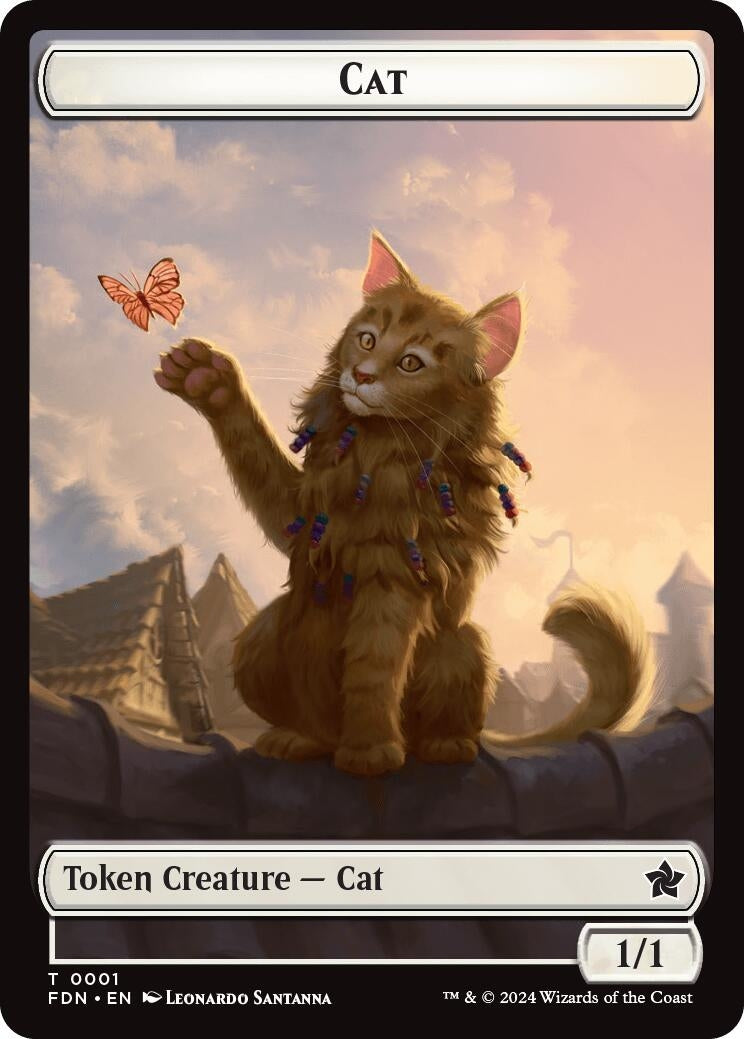 Image for Cat (0001) // Cat (0002) Doubled-Sided Token (1 // 2) (Foundations) (FDN) - Magic: The Gathering