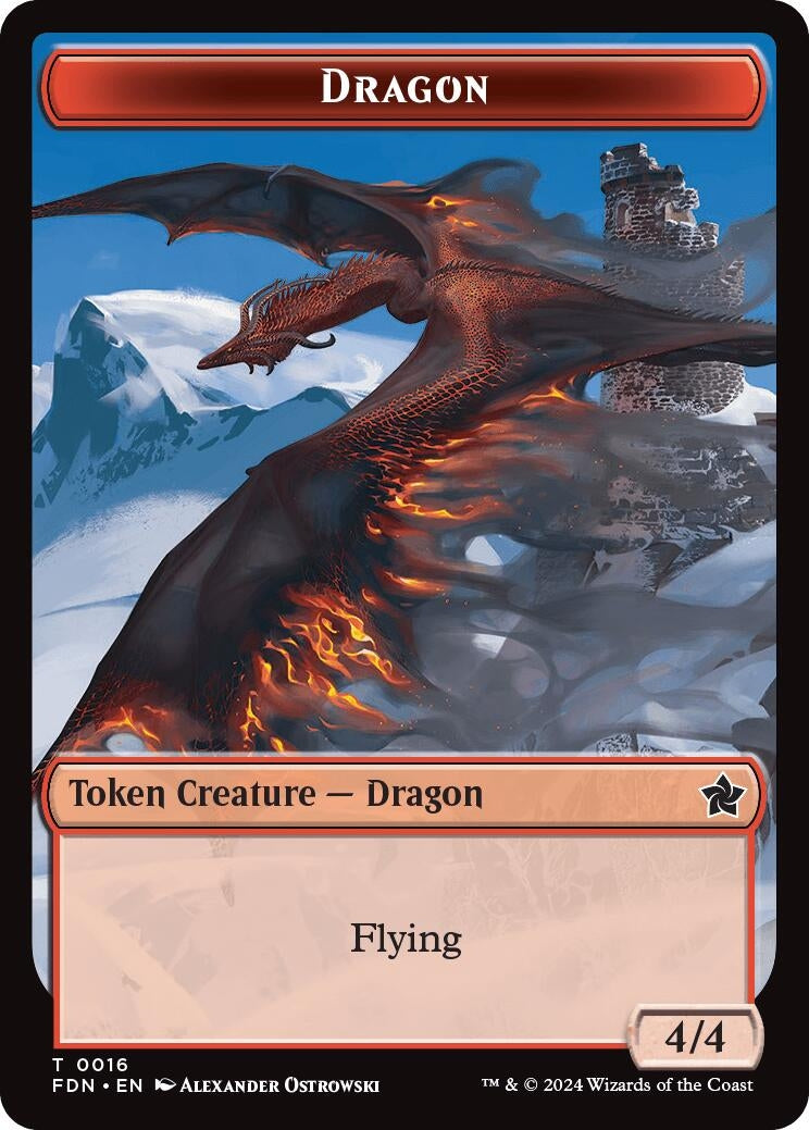 Image for Dragon (0016) // Dragon (0017) Doubled-Sided Token (16 // 17) (Foundations) (FDN) - Magic: The Gathering