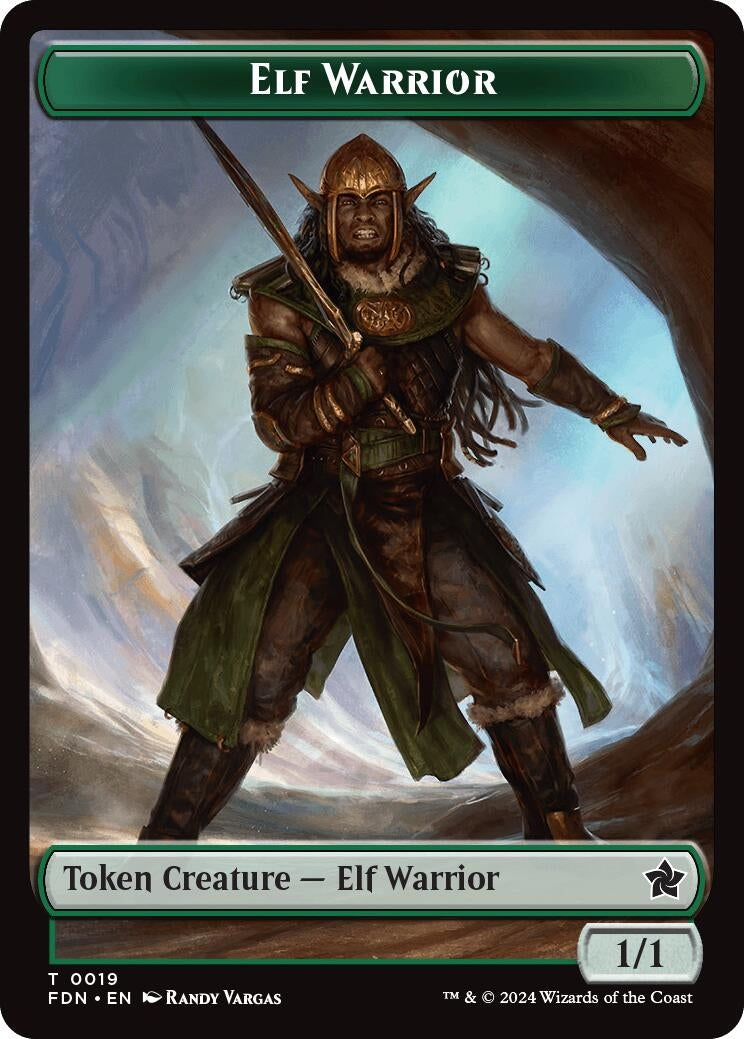Image for Elf Warrior // Cat (001) Doubled-Sided Token (19 // 1) (Foundations) (FDN) - Magic: The Gathering
