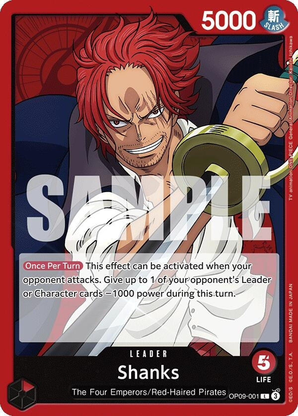 Image for Shanks (001) (OP09-001) (Emperors in the New World) (OP09) - One Piece Card Game