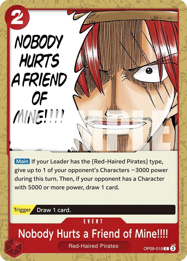 Image for Nobody Hurts a Friend of Mine!!!! (OP09-019) (Emperors in the New World) (OP09) - One Piece Card Game