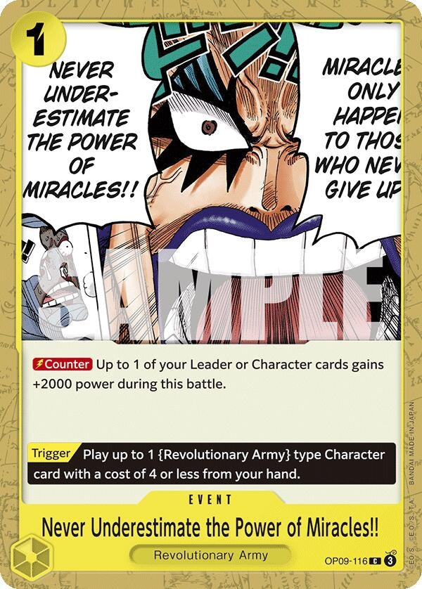 Image for Never Underestimate the Power of Miracles!! (OP09-116) (Emperors in the New World) (OP09) - One Piece Card Game