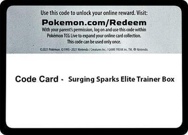 Image for Code Card - Surging Spark Elite Trainer Box (SV08: Surging Sparks) (SSP) - Pokemon