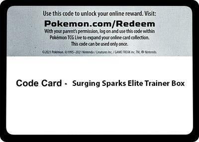 Image for Code Card - Surging Spark Elite Trainer Box (SV08: Surging Sparks) (SSP) - Pokemon