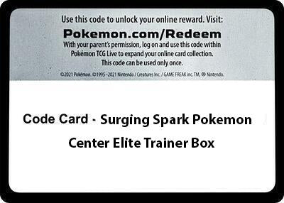 Image for Code Card - Surging Sparks Pokemon Center Elite Trainer Box (SV08: Surging Sparks) (SSP) - Pokemon