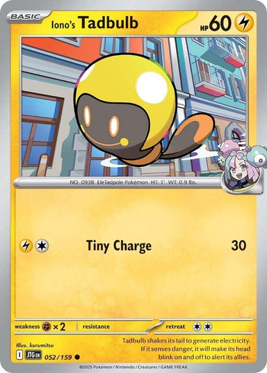 Image for Iono's Tadbulb (052/159) (JTG) - Pokemon