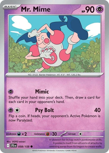 Image for Mr. Mime (058/159) (JTG) - Pokemon