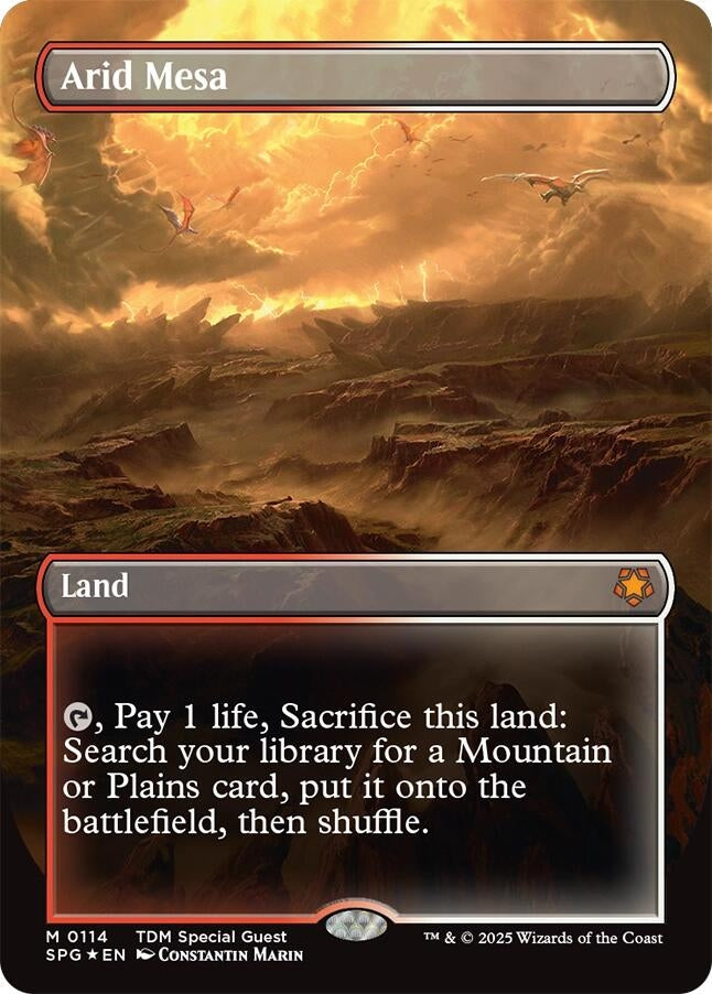 Image for Arid Mesa (Borderless) (Dragonscale Foil) (114) (Special Guests) - Magic: The Gathering