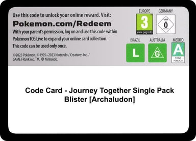 Image for Code Card - Journey Together Single Pack Blister [Archaludon] (SV09: Journey Together) (JTG) - Pokemon