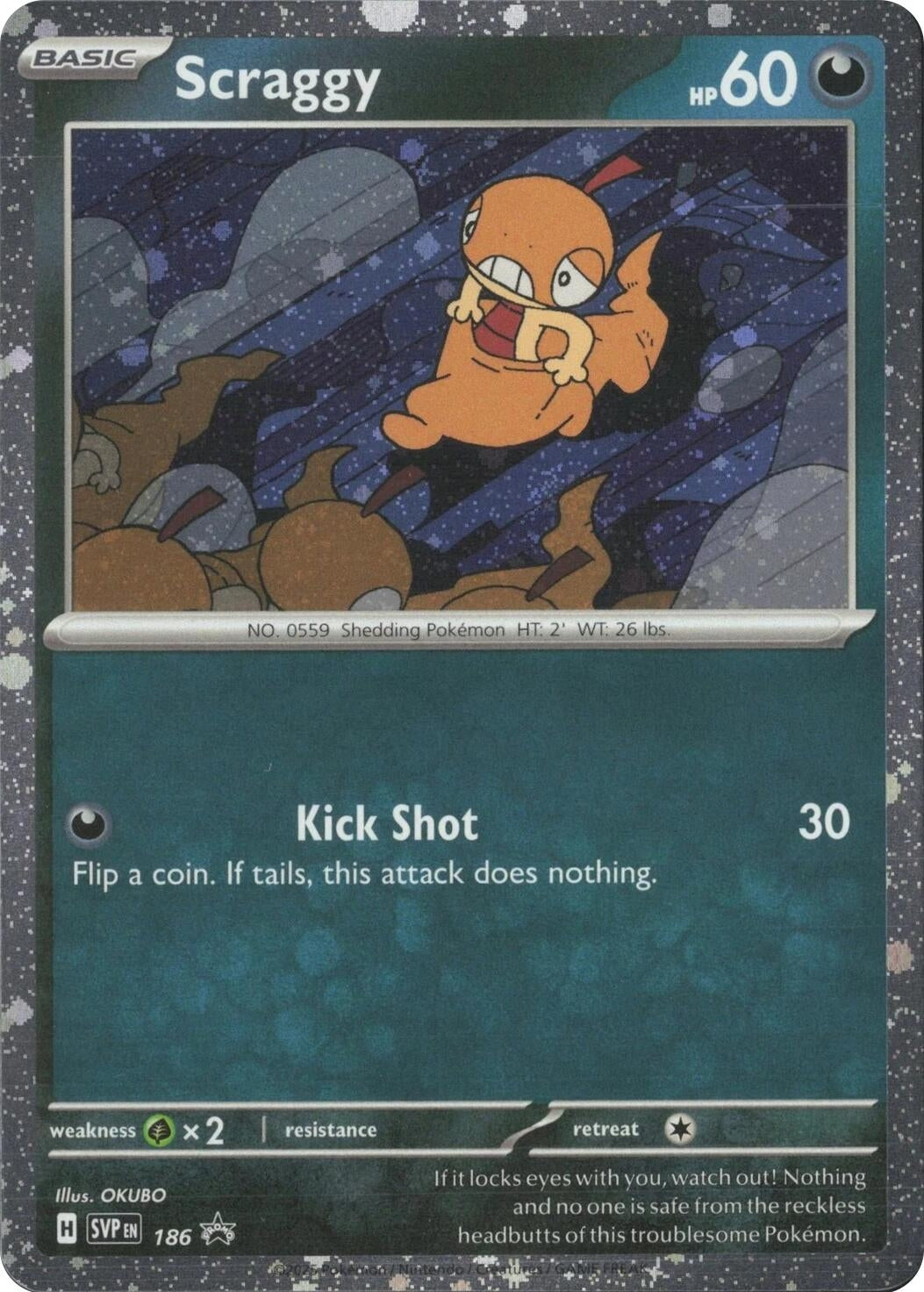 Scraggy - 186 (Cosmos Holo) (186) (SV: Scarlet & Violet Promo Cards)
