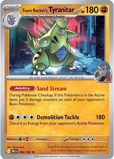 Image for Team Rocket's Tyranitar (096/182) (DRI) - Pokemon