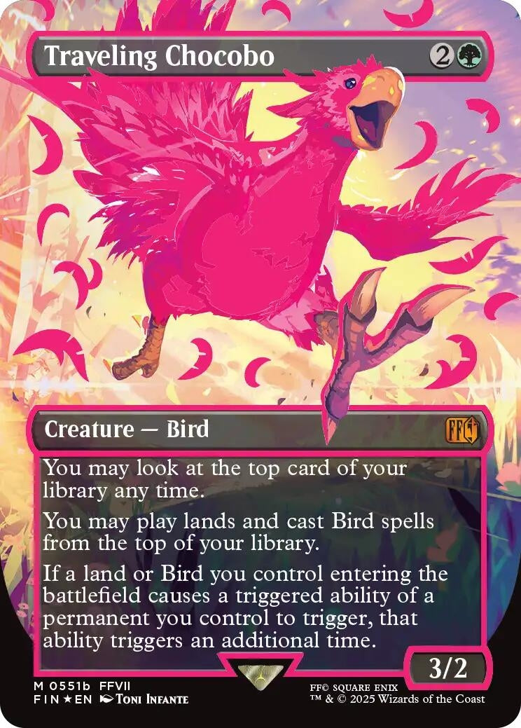 Image for Traveling Chocobo (Borderless) (Neon Ink Pink) (551b) (FIN) - Magic: The Gathering