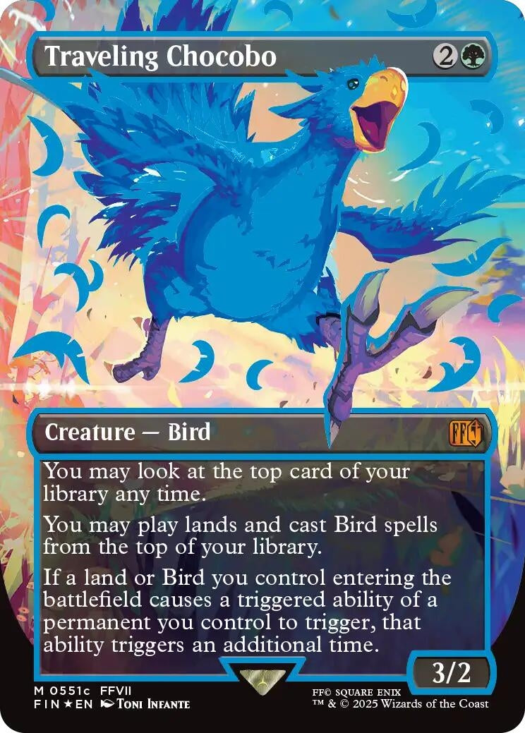 Image for Traveling Chocobo (Borderless) (Neon Ink Blue) (551c) (FIN) - Magic: The Gathering