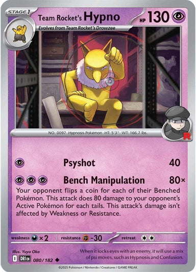 Image for Team Rocket's Hypno (080/182) (DRI) - Pokemon