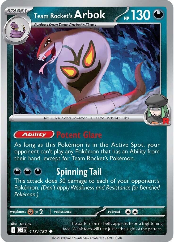 Image for Team Rocket's Arbok (113/182) (DRI) - Pokemon