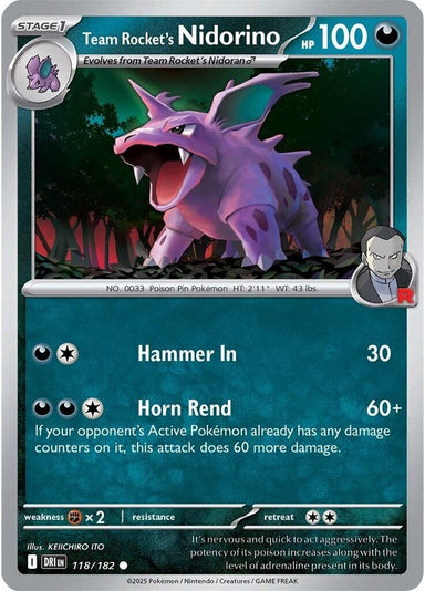 Image for Team Rocket's Nidorino (118/182) (DRI) - Pokemon