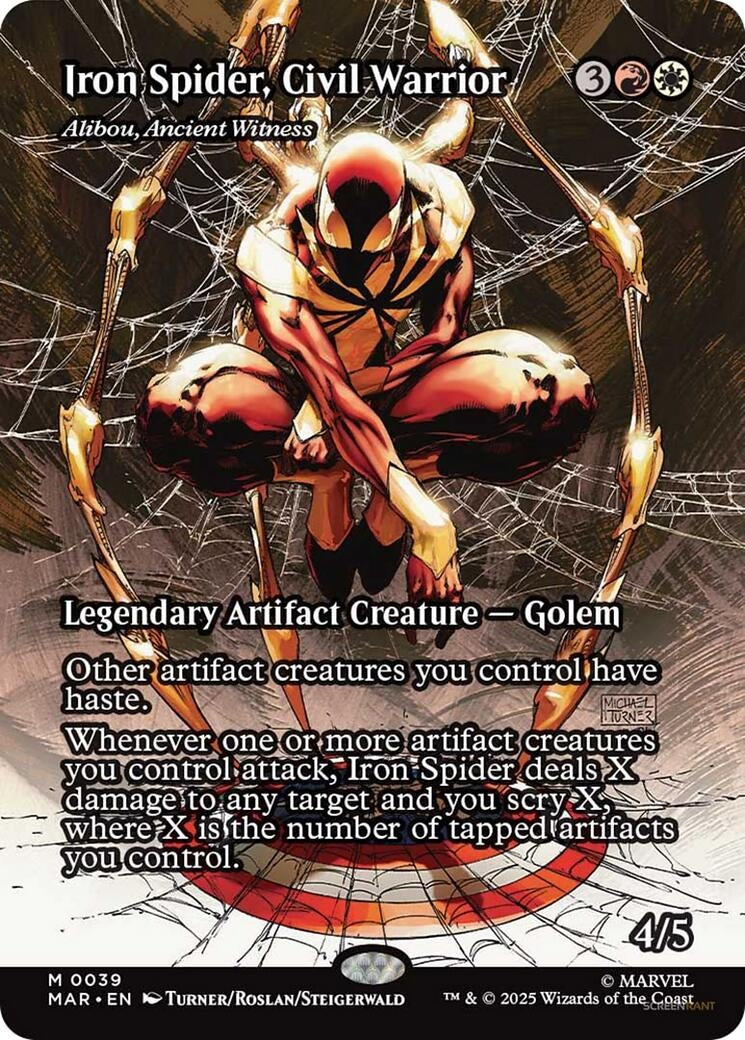 Image for Iron Spider, Civil Warrior - Alibou, Ancient Witness (Borderless) (39) (MAR) - Magic: The Gathering