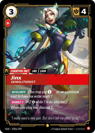 Image for Jinx - Demolitionist (Alternate Art) (030a/298) (Origins) - Riftbound: League of Legends Trading Card Game