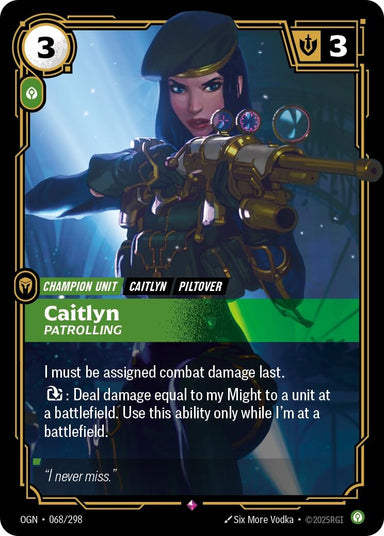 Image for Caitlyn - Patrolling (068/298) (Origins) - Riftbound: League of Legends Trading Card Game