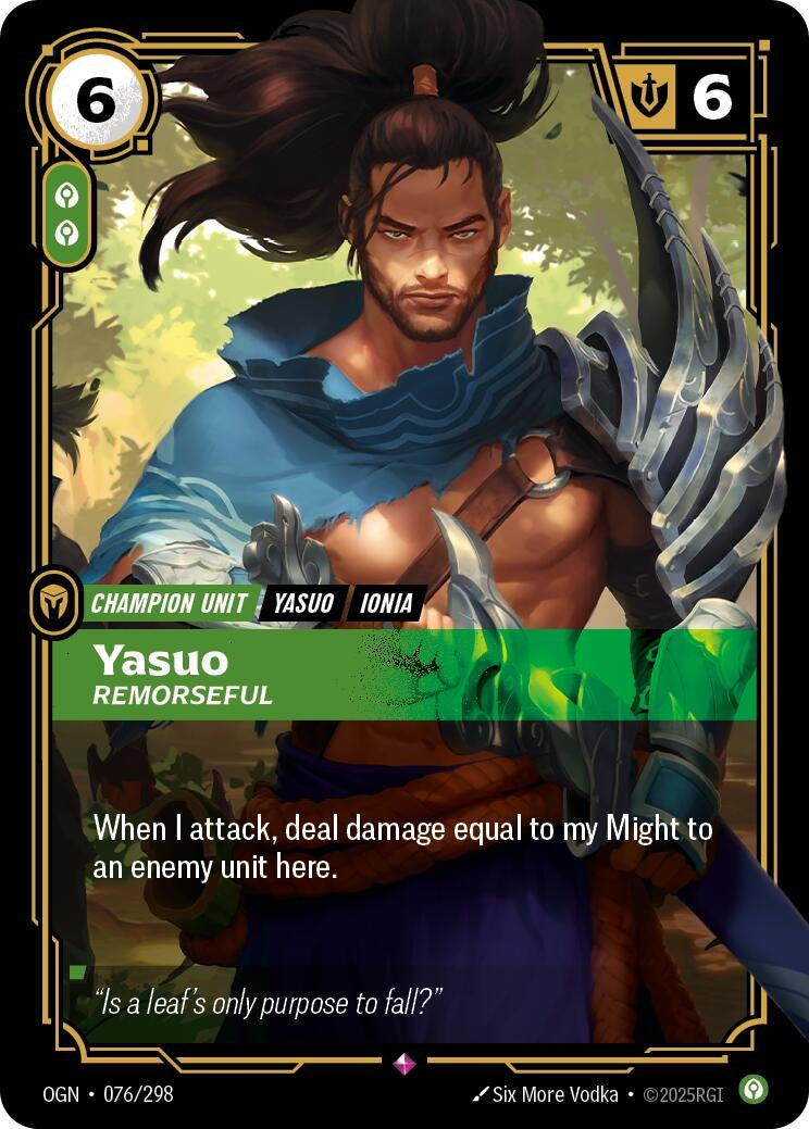 Image for Yasuo - Remorseful (076/298) (Origins) - Riftbound: League of Legends Trading Card Game