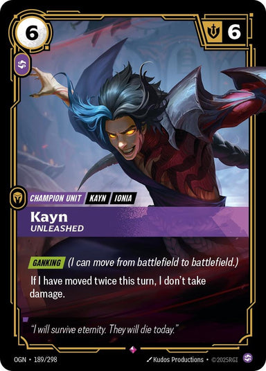 Image for Kayn - Unleashed (189/298) (Origins) - Riftbound: League of Legends Trading Card Game