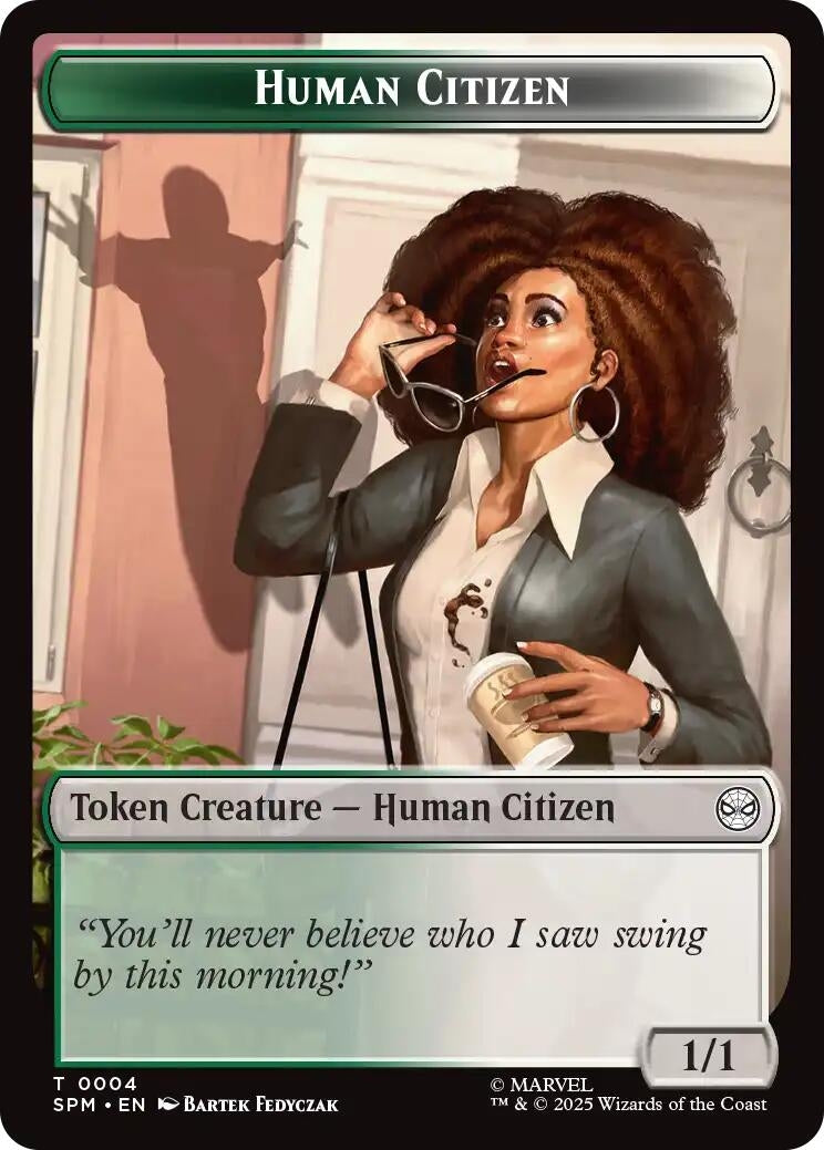 Image for Human Citizen // Treasure Double-Sided Token (4 // 7) (Marvel's Spider-Man) (SPM) - Magic: The Gathering