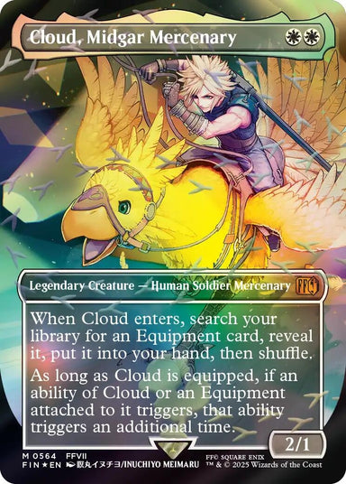 Image for Cloud, Midgar Mercenary (Borderless) (Chocobo Track Foil) (564) (FINAL FANTASY) (FIN) - Magic: The Gathering