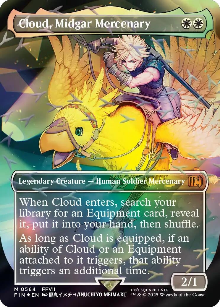 Image for Cloud, Midgar Mercenary (Borderless) (Chocobo Track Foil) (564) (FINAL FANTASY) (FIN) - Magic: The Gathering