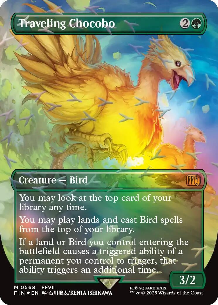 Image for Traveling Chocobo (Borderless) (Chocobo Track Foil) (568) (FINAL FANTASY) (FIN) - Magic: The Gathering