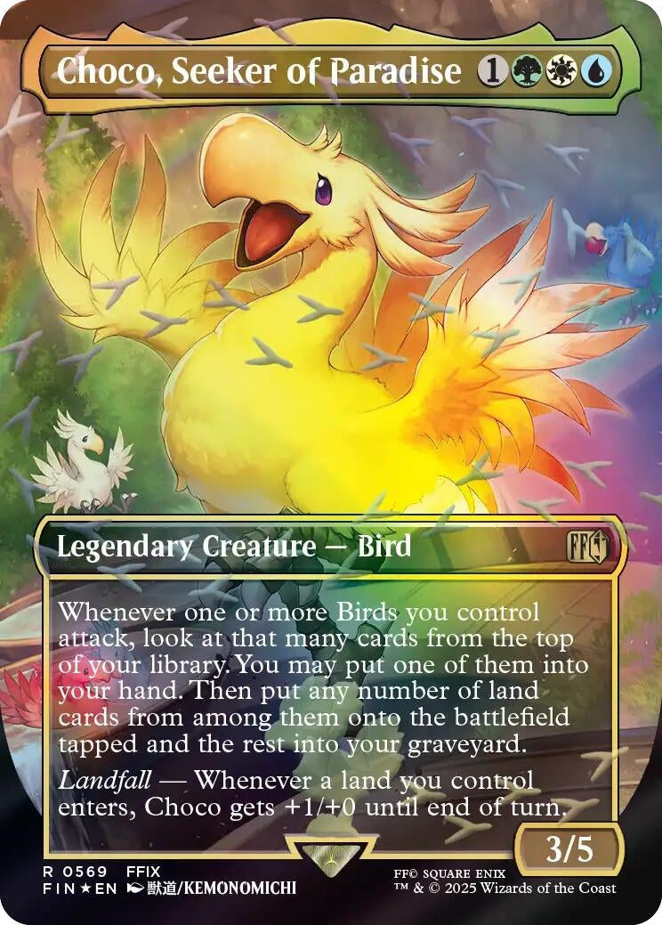 Image for Choco, Seeker of Paradise (Borderless) (Chocobo Track Foil) (569) (FINAL FANTASY) (FIN) - Magic: The Gathering