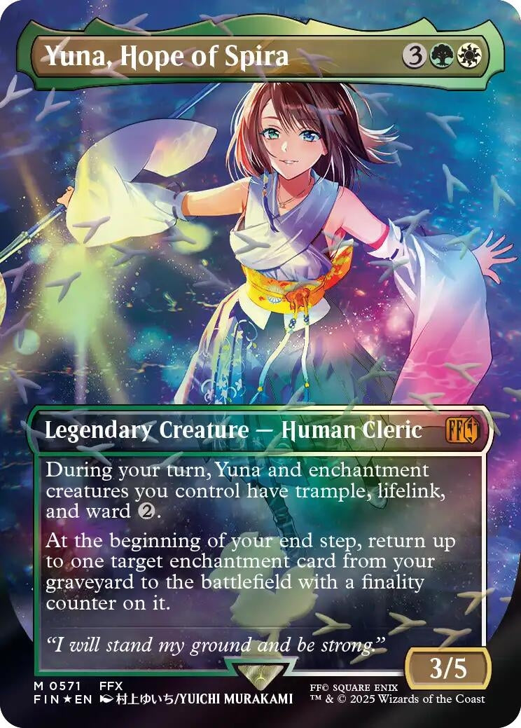 Image for Yuna, Hope of Spira (Borderless) (Chocobo Track Foil) (571) (FINAL FANTASY) (FIN) - Magic: The Gathering
