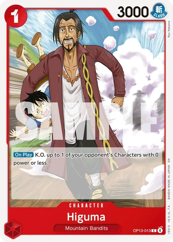 Image for Higuma (OP13-013) (Carrying On His Will) - One Piece Card Game