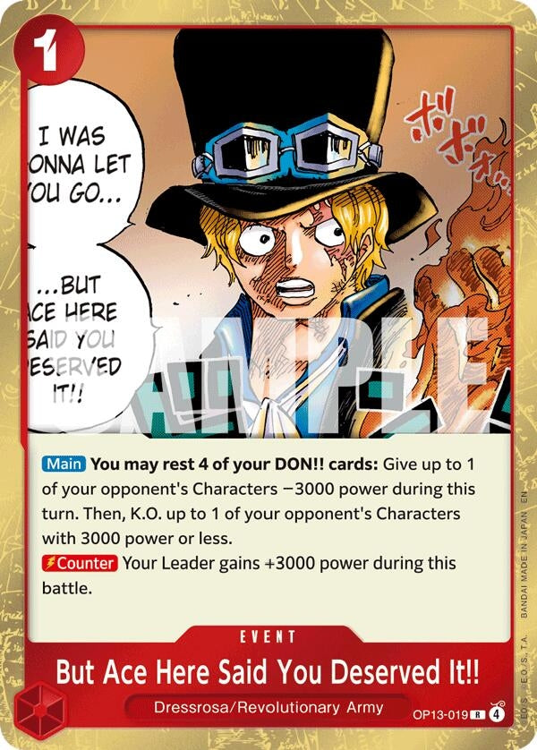 Image for But Ace Here Said You Deserved It!! (OP13-019) (Carrying On His Will) - One Piece Card Game
