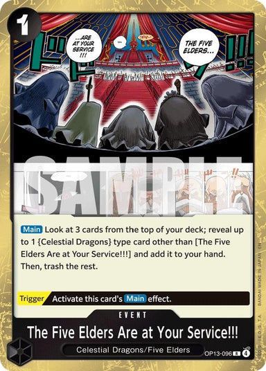 Image for The Five Elders Are at Your Service!!! (OP13-096) (Carrying On His Will) - One Piece Card Game