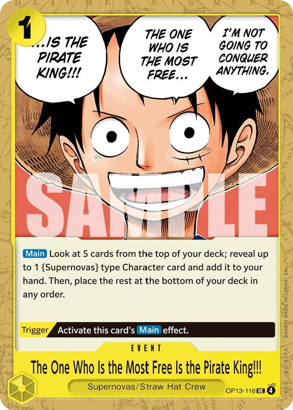 Image for The One Who Is the Most Free Is the Pirate King!!! (OP13-116) (Carrying On His Will) - One Piece Card Game