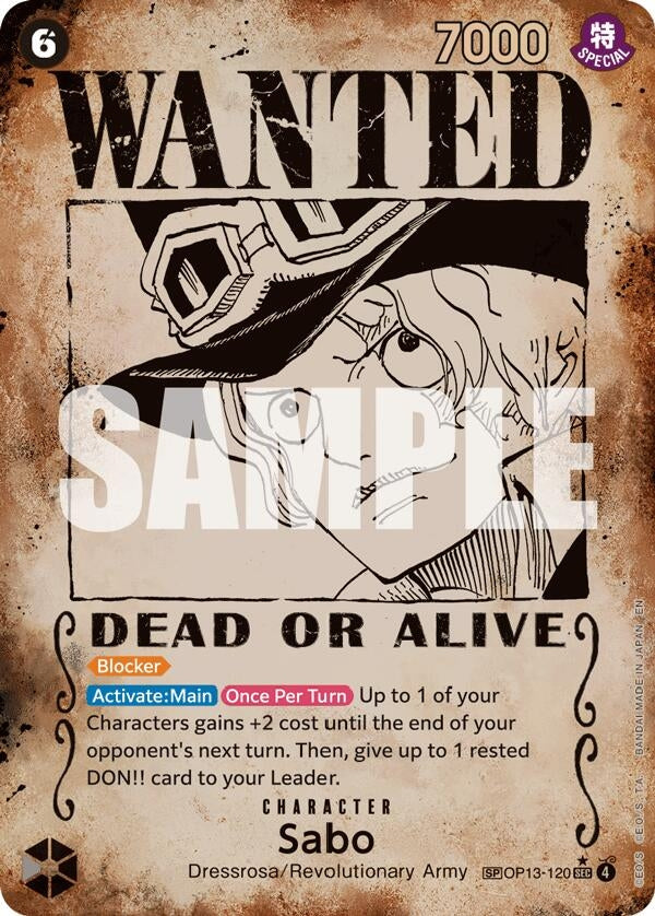 Image for Sabo (120) (Wanted Poster) (OP13-120) (Carrying On His Will) - One Piece Card Game
