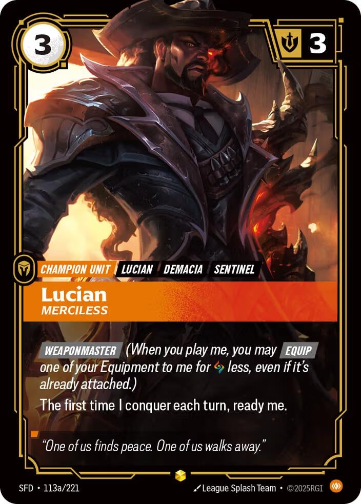 Image for Lucian - Merciless (Alternate Art) (113a/221) (Spiritforged) - Riftbound: League of Legends Trading Card Game
